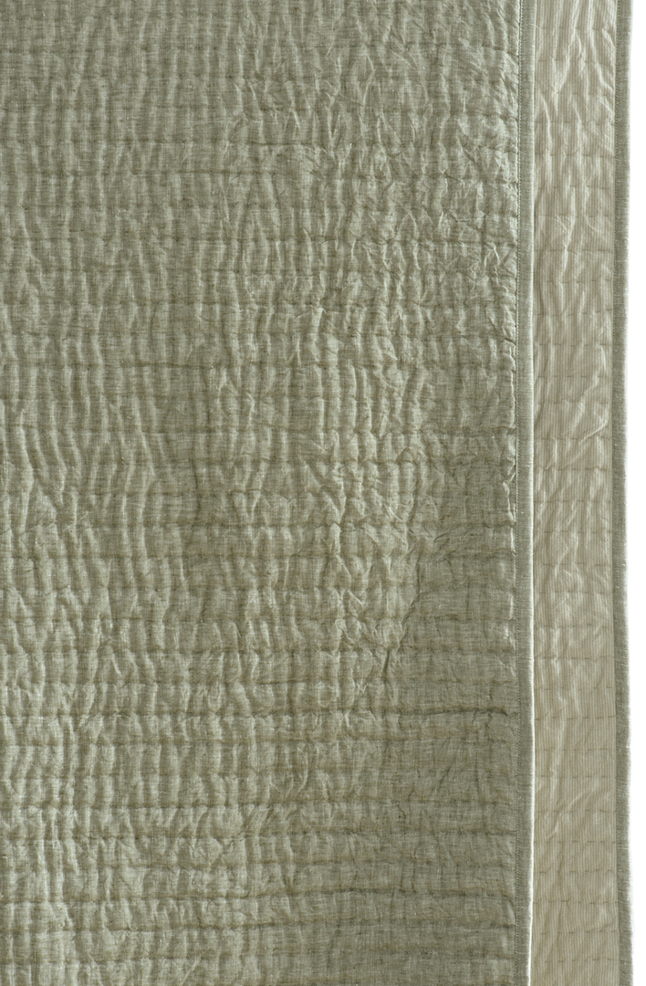 Bianca Lorenne Misaka Light Moss Bedspread | Luxury Linen Bedspread NZ image 7